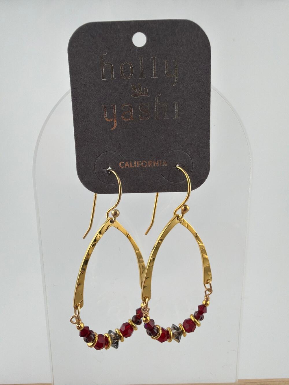 NWT Holly Yashi 14K Gold-Filled and Red Bead Dangle Earrings